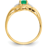 14K Yellow Gold Emerald and Diamond Ring with Oval Emerald and Round Diamonds - 0.42 Carat Total Emerald Weight by Oro Pregiato
