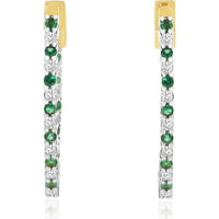 14K Yellow Gold Emerald and Diamond Stud Earrings - 1.11 Carats Total Gem Weight
