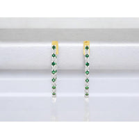 14K Yellow Gold Emerald and Diamond Stud Earrings - 1.11 Carats Total Gem Weight