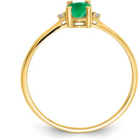 14K Yellow Gold Emerald and Diamond Three-Stone Ring - 0.5 Carat Emerald, 0.016 Carat Total Diamond Weight by Oro Pregiato