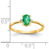 14K Yellow Gold Emerald and Diamond Three-Stone Ring - 0.5 Carat Emerald, 0.016 Carat Total Diamond Weight by Oro Pregiato