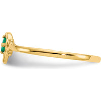 14K Yellow Gold Emerald Birthstone Heart Ring - 0.11 Carat Emerald by Oro Pregiato