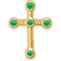 14K Yellow Gold Emerald Cross Slide Pendant - 0.29 Carat Total Emerald Weight by Lumare Gioia