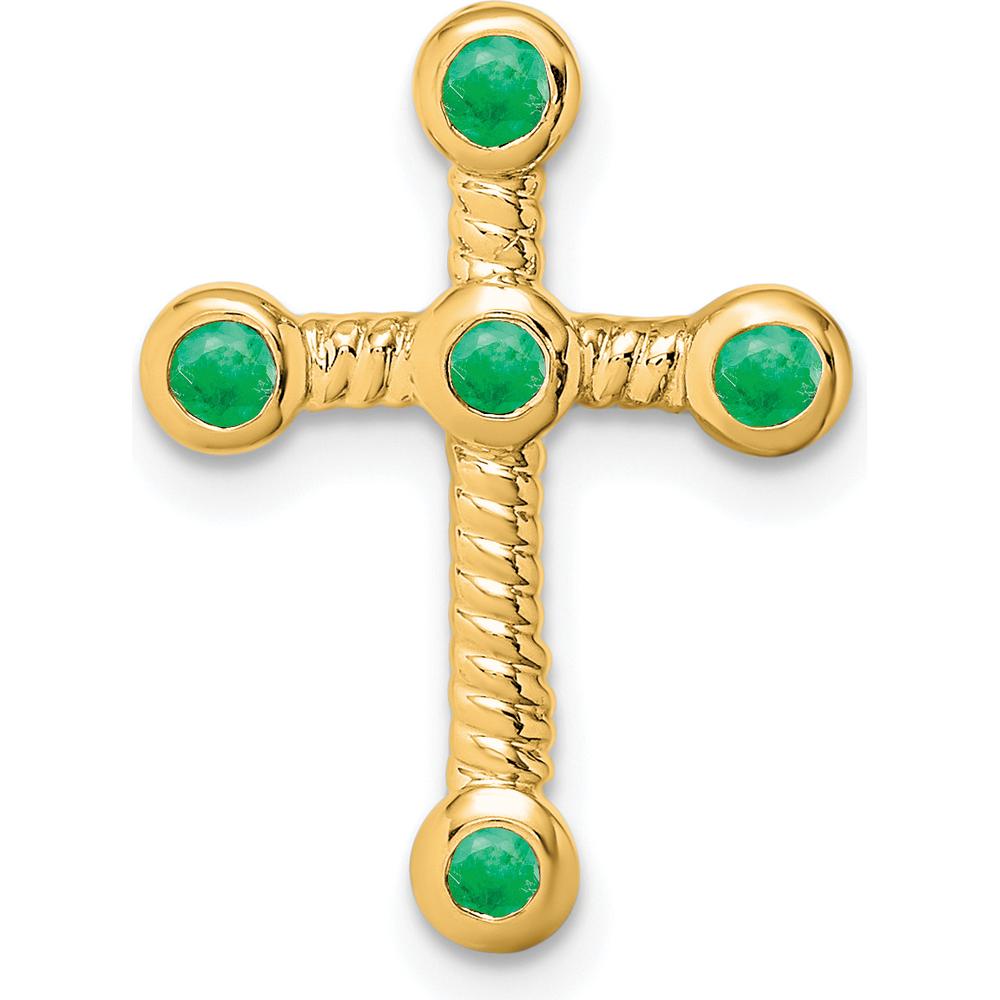 14K Yellow Gold Emerald Cross Slide Pendant - 0.29 Carat Total Emerald Weight by Lumare Gioia