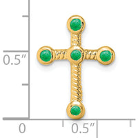 14K Yellow Gold Emerald Cross Slide Pendant - 0.29 Carat Total Emerald Weight by Lumare Gioia