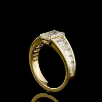 14K Yellow Gold Emerald Cut and Baguette Lab Diamond Ring - 1.25 Carats Center Stone, 2.97 Carats Total Diamond Weight - IGI Certified D VVS1 - Covaloro Fine Jewelry
