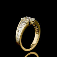 14K Yellow Gold Emerald Cut and Baguette Lab Diamond Ring - 1.25 Carats Center Stone, 2.97 Carats Total Diamond Weight - IGI Certified D VVS1 - Covaloro Fine Jewelry