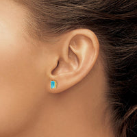 14K Yellow Gold Emerald Cut Blue Topaz Stud Earrings - 0.7 Carat Total Gem Weight by Monteluci Fine Jewelry