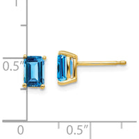14K Yellow Gold Emerald Cut Blue Topaz Stud Earrings - 0.7 Carat Total Gem Weight by Monteluci Fine Jewelry