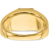 14K Yellow Gold Emerald-Cut Created Sapphire and Round Diamond Men's Ring - 3.98 Carat Sapphire, 0.02 Carat Diamond by 0