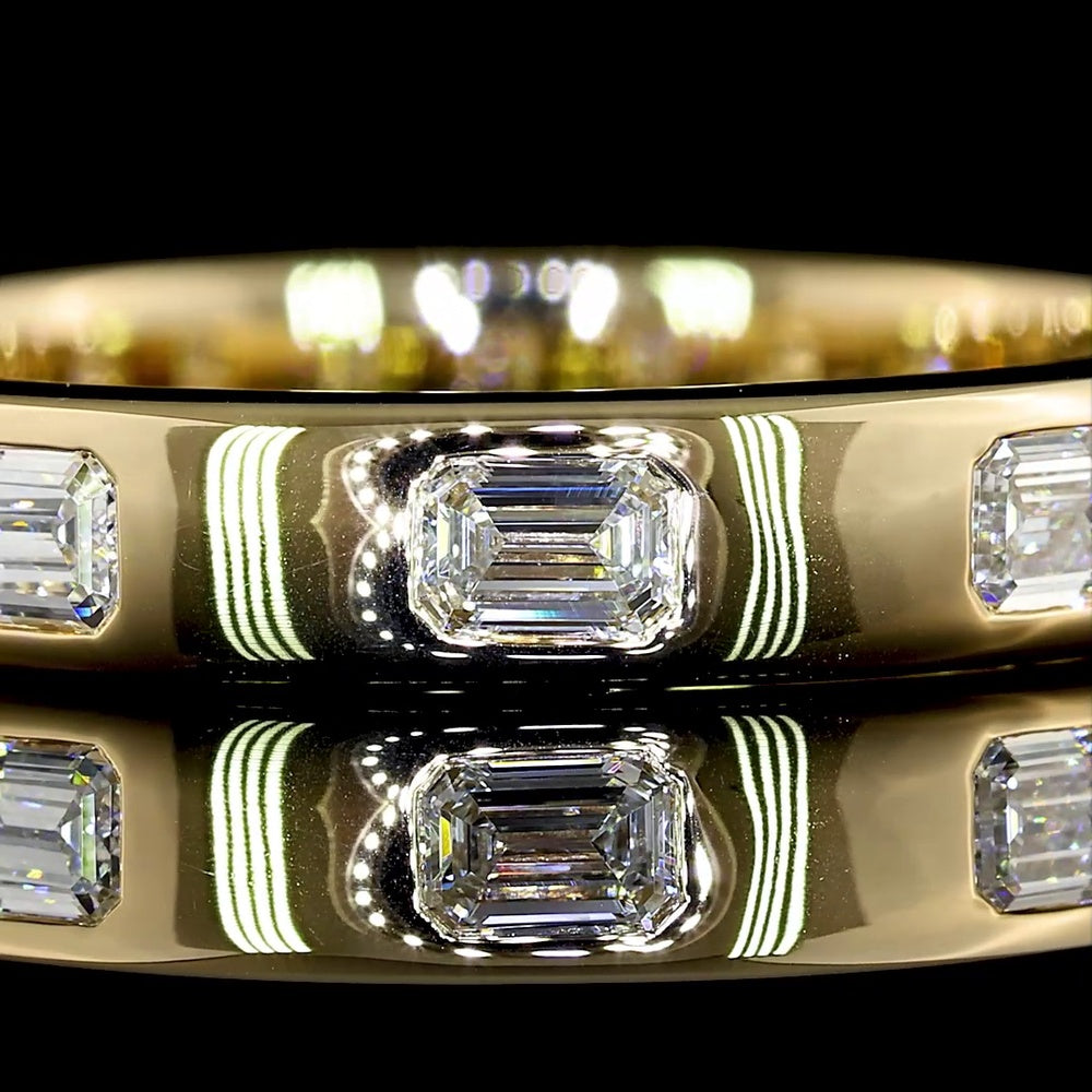 14K Yellow Gold Emerald Cut Diamond Eternity Band with East-West Flush Setting - 0.66 Carats Total Diamond Weight (E-F VS1 Lab Diamonds) - Covaloro Fine Jewelry