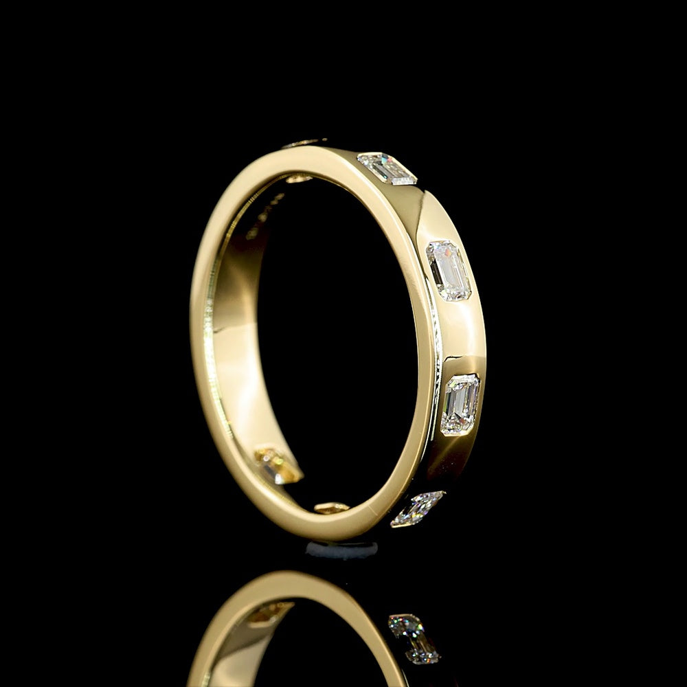 14K Yellow Gold Emerald Cut Diamond Eternity Band with East-West Flush Setting - 0.66 Carats Total Diamond Weight (E-F VS1 Lab Diamonds) - Covaloro Fine Jewelry