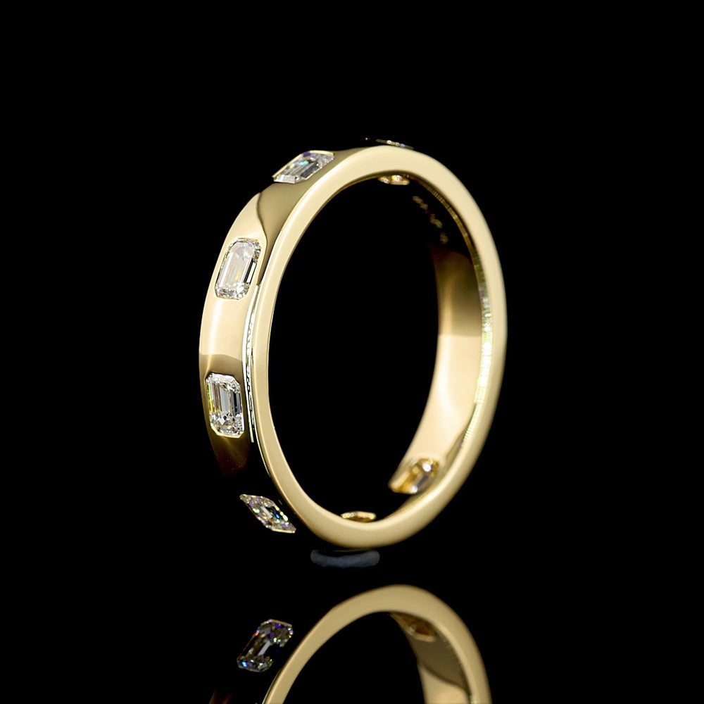 14K Yellow Gold Emerald Cut Diamond Eternity Band with East-West Flush Setting - 0.66 Carats Total Diamond Weight (E-F VS1 Lab Diamonds) - Covaloro Fine Jewelry