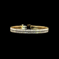 14K Yellow Gold Emerald Cut Diamond Tennis Bracelet - 5.39 Carats Total Weight, 81 Natural E-F VS+ Diamonds - Covaloro Fine Jewelry