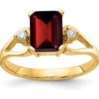 14K Yellow Gold Emerald Cut Garnet and Diamond Ring - 1.95 Carat Garnet & 0.025 Carat Diamonds by Monteluci Fine Jewelry