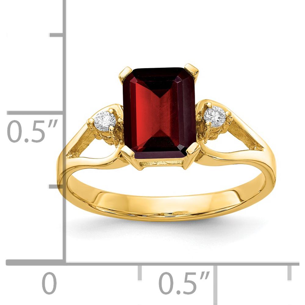 14K Yellow Gold Emerald Cut Garnet and Diamond Ring - 1.95 Carat Garnet & 0.025 Carat Diamonds by Monteluci Fine Jewelry