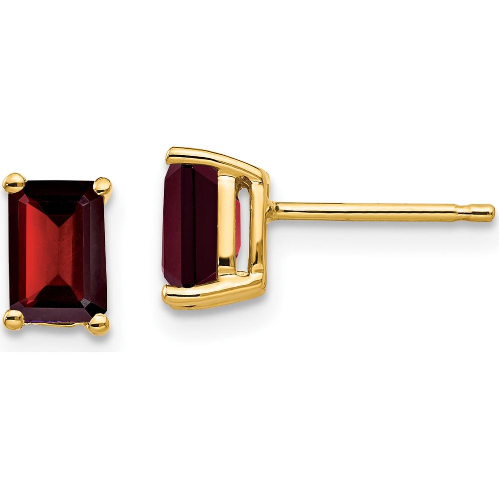 14K Yellow Gold Emerald Cut Garnet Stud Earrings - 0.70 Carat Total Garnet Weight by Monteluci Fine Jewelry