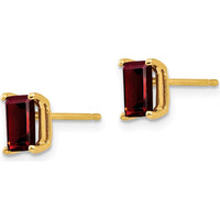 14K Yellow Gold Emerald Cut Garnet Stud Earrings - 0.70 Carat Total Garnet Weight by Monteluci Fine Jewelry