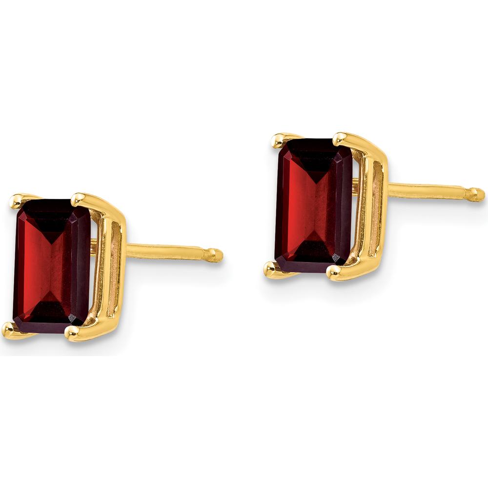 14K Yellow Gold Emerald Cut Garnet Stud Earrings - 1.25 Carat Total Garnet Weight by Monteluci Fine Jewelry