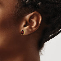 14K Yellow Gold Emerald Cut Garnet Stud Earrings - 1.25 Carat Total Garnet Weight by Monteluci Fine Jewelry
