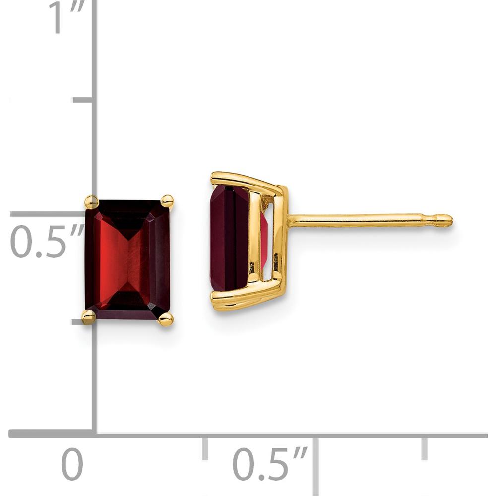 14K Yellow Gold Emerald Cut Garnet Stud Earrings - 1.25 Carat Total Garnet Weight by Monteluci Fine Jewelry