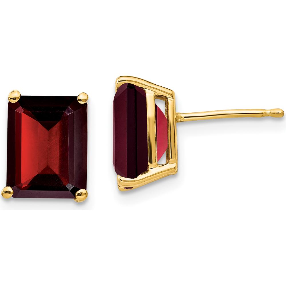 14K Yellow Gold Emerald Cut Garnet Stud Earrings - 2.65 Carat Total Garnet Weight by Monteluci Fine Jewelry