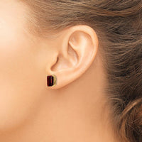 14K Yellow Gold Emerald Cut Garnet Stud Earrings - 2.65 Carat Total Garnet Weight by Monteluci Fine Jewelry