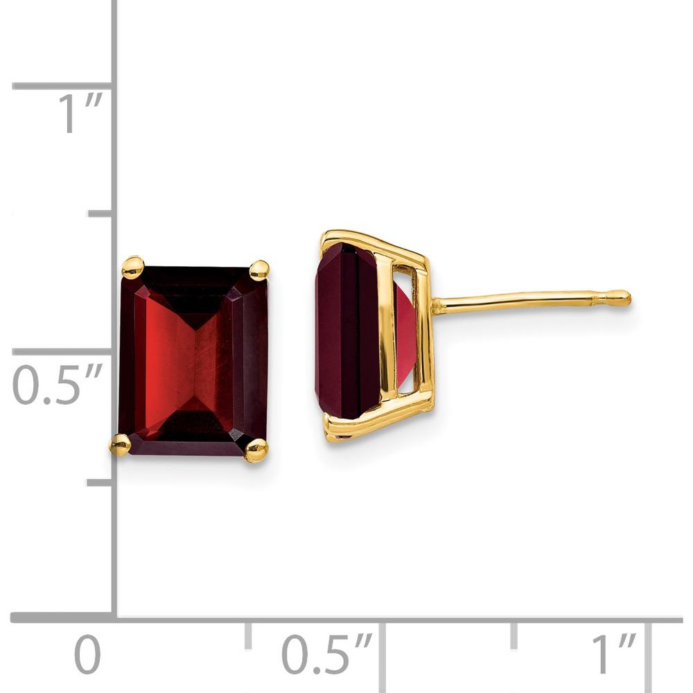 14K Yellow Gold Emerald Cut Garnet Stud Earrings - 2.65 Carat Total Garnet Weight by Monteluci Fine Jewelry