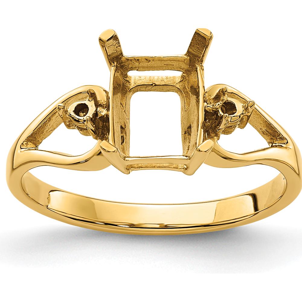 14K Yellow Gold Emerald-Cut Gemstone Ring Mounting - Customizable 8x6mm Stone Setting by Monteluci Fine Jewelry