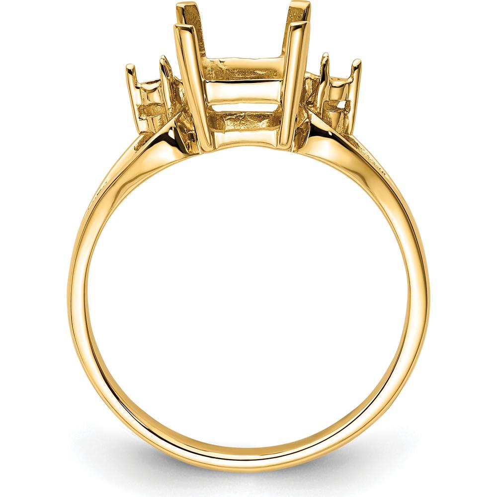 14K Yellow Gold Emerald-Cut Gemstone Ring Mounting - Customizable 8x6mm Stone Setting by Monteluci Fine Jewelry
