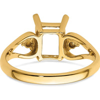 14K Yellow Gold Emerald-Cut Gemstone Ring Mounting - Customizable 8x6mm Stone Setting by Monteluci Fine Jewelry