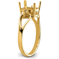 14K Yellow Gold Emerald-Cut Gemstone Ring Mounting - Customizable 8x6mm Stone Setting by Monteluci Fine Jewelry