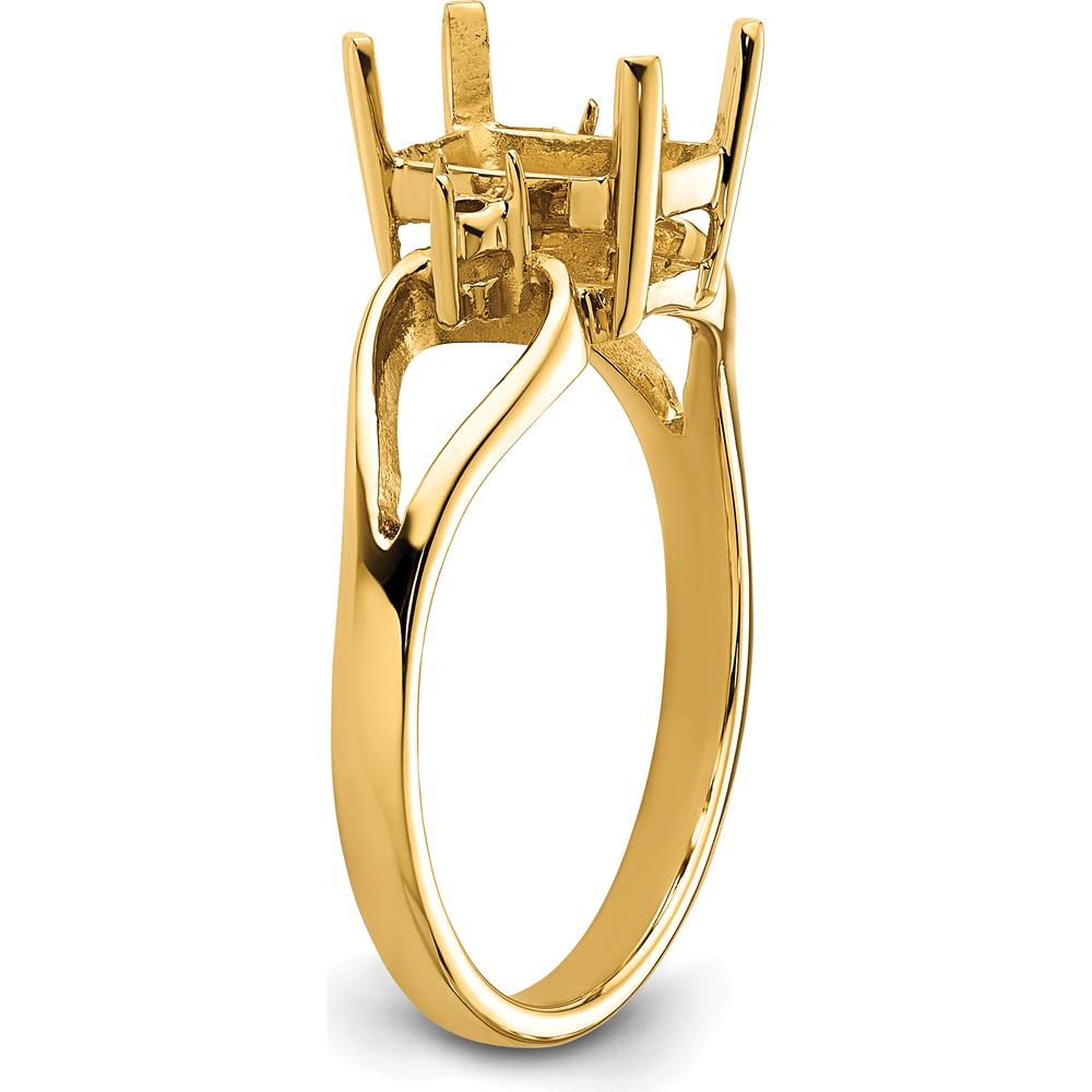 14K Yellow Gold Emerald-Cut Gemstone Ring Mounting - Customizable 8x6mm Stone Setting by Monteluci Fine Jewelry