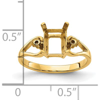 14K Yellow Gold Emerald-Cut Gemstone Ring Mounting - Customizable 8x6mm Stone Setting by Monteluci Fine Jewelry
