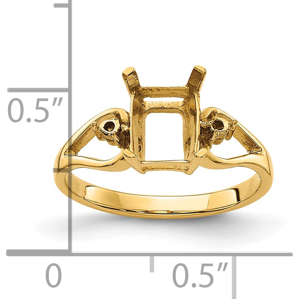 14K Yellow Gold Emerald-Cut Gemstone Ring Mounting - Customizable 8x6mm Stone Setting by Monteluci Fine Jewelry