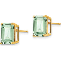 14K Yellow Gold Emerald-Cut Green Quartz Stud Earrings - 2.9 Carat Total Carat Weight by Monteluci Fine Jewelry