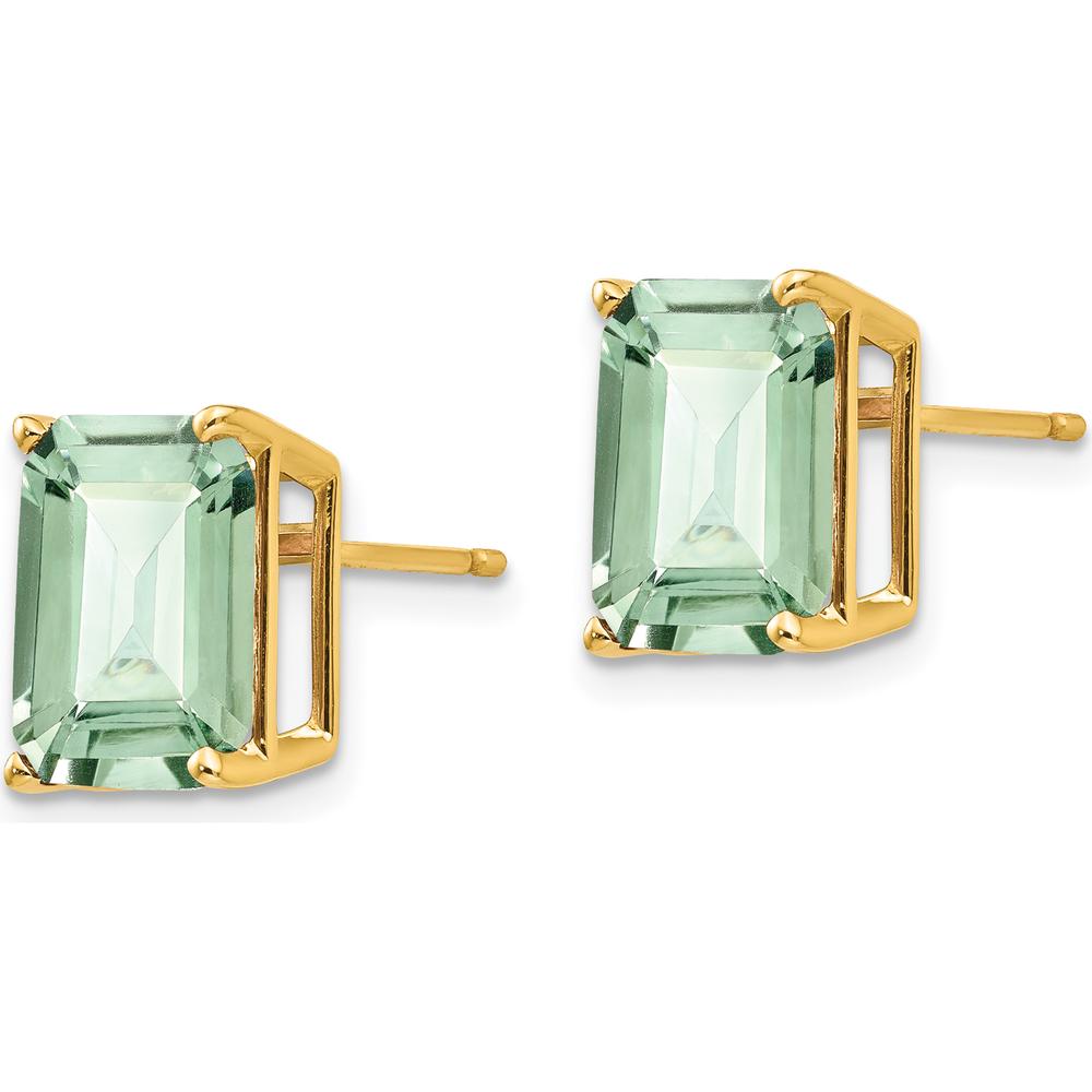 14K Yellow Gold Emerald-Cut Green Quartz Stud Earrings - 2.9 Carat Total Carat Weight by Monteluci Fine Jewelry