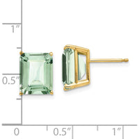 14K Yellow Gold Emerald-Cut Green Quartz Stud Earrings - 2.9 Carat Total Carat Weight by Monteluci Fine Jewelry