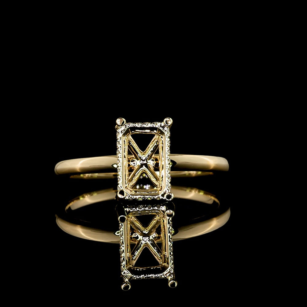14K Yellow Gold Emerald Cut Halo Ring with 1.71 Carat Lab Center Diamond and 0.08 Carat Lab Diamond Halo - GIA Certified F VVS2 - 1.79 Total Carat Weight - Covaloro Fine Jewelry
