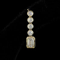 14K Yellow Gold Emerald Cut Hanging Earrings with Bezel Set Brilliant Cut Lab Diamonds - 2.55 Carat Total Diamond Weight - Covaloro Fine Jewelry