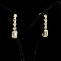 14K Yellow Gold Emerald Cut Hanging Earrings with Bezel Set Brilliant Cut Lab Diamonds - 2.55 Carat Total Diamond Weight - Covaloro Fine Jewelry