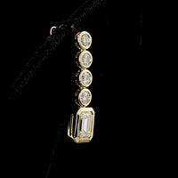 14K Yellow Gold Emerald Cut Hanging Earrings with Bezel Set Brilliant Cut Lab Diamonds - 2.55 Carat Total Diamond Weight - Covaloro Fine Jewelry