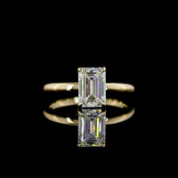 14K Yellow Gold Emerald Cut Hidden Halo Ring with 1.56 Carat Lab Grown D VVS2 Diamond and 0.08 Carat Brilliant Cut Halo Diamonds - IGI Certified Total 1.64 Carats - Covaloro Fine Jewelry