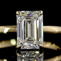 14K Yellow Gold Emerald Cut Hidden Halo Ring with 1.56 Carat Lab Grown D VVS2 Diamond and 0.08 Carat Brilliant Cut Halo Diamonds - IGI Certified Total 1.64 Carats - Covaloro Fine Jewelry