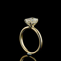14K Yellow Gold Emerald Cut Hidden Halo Ring with 1.56 Carat Lab Grown D VVS2 Diamond and 0.08 Carat Brilliant Cut Halo Diamonds - IGI Certified Total 1.64 Carats - Covaloro Fine Jewelry