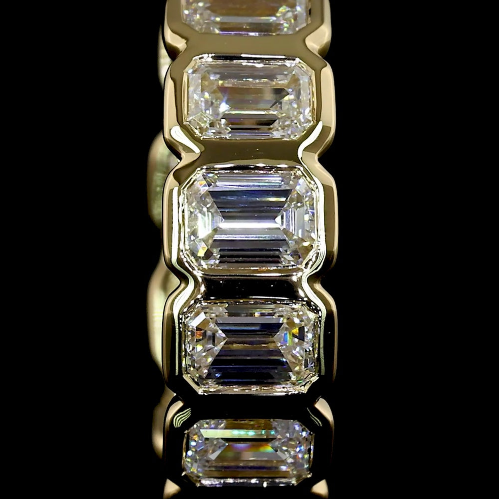 14K Yellow Gold Emerald Cut Huggie Earrings with Bezel Set Lab Diamonds - 1.82 Carat Total Diamond Weight - Covaloro Fine Jewelry