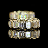 14K Yellow Gold Emerald Cut Huggie Earrings with Bezel Set Lab Diamonds - 1.82 Carat Total Diamond Weight - Covaloro Fine Jewelry
