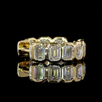 14K Yellow Gold Emerald Cut Huggie Earrings with Bezel Set Lab Diamonds - 1.82 Carat Total Diamond Weight - Covaloro Fine Jewelry