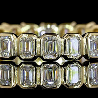 14K Yellow Gold Emerald Cut Lab Diamond Bezel Set Eternity Band - 1.00 Carats Total Diamond Weight - Covaloro Fine Jewelry