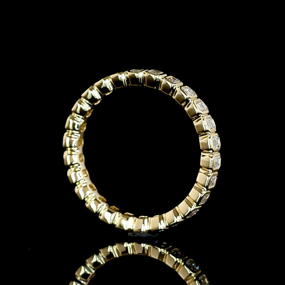 14K Yellow Gold Emerald Cut Lab Diamond Bezel Set Eternity Band - 1.00 Carats Total Diamond Weight - Covaloro Fine Jewelry